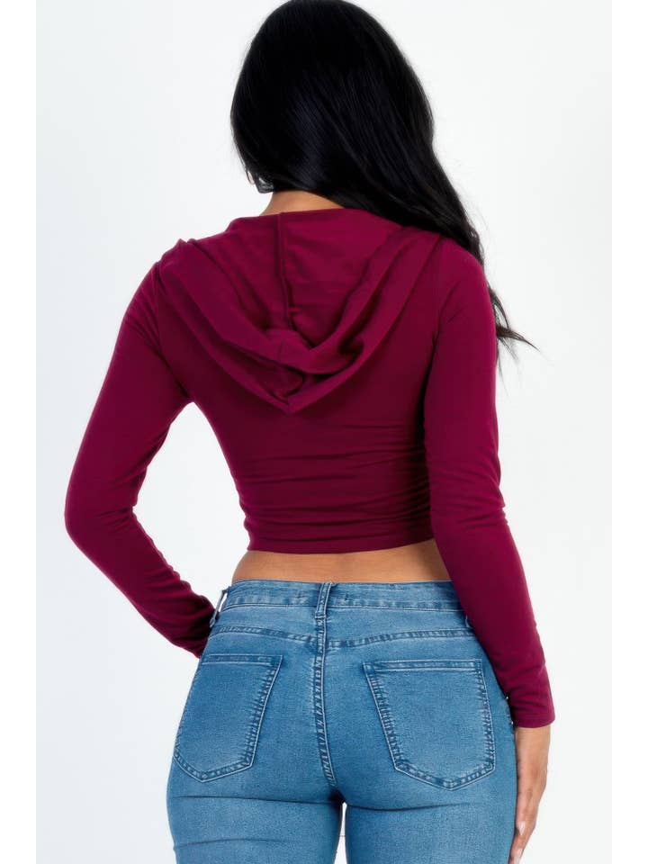 CC Wholesale Clothing - Wholesale Hoodie - Women's - French Terry Crop Zip Up Hoodie8