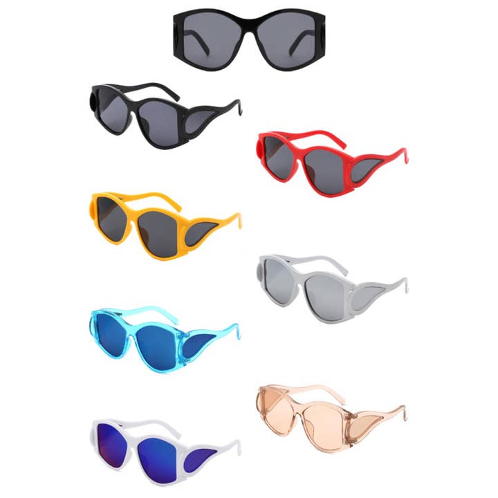 Óculos de sol oversize em forma de borboleta futuristas tipo viseira envolvente por atacado de Cramilo