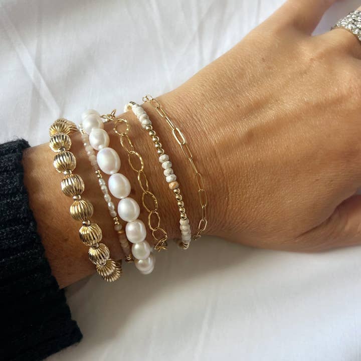 True by Kristy Jewelry - Vente Bracelets maillon et chaîne - Bracelet chaîne trombone martelé London Gold Filled3