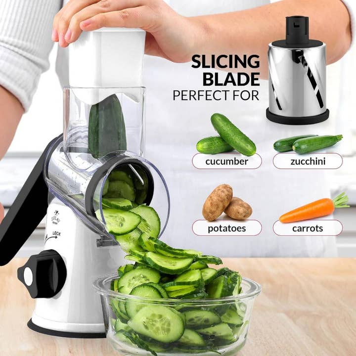 Zulay Kitchen - Wholesale Grater - Cheese Grater Hand Crank with 3 Replaceable Blades