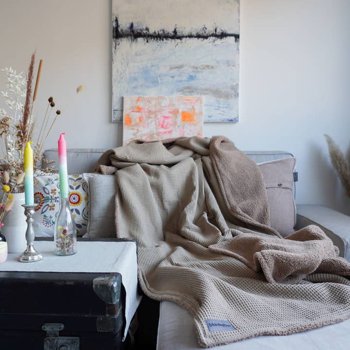 blanketino - Vente Plaids - Couverture « Teddy » beige - 145 x 210 cm3