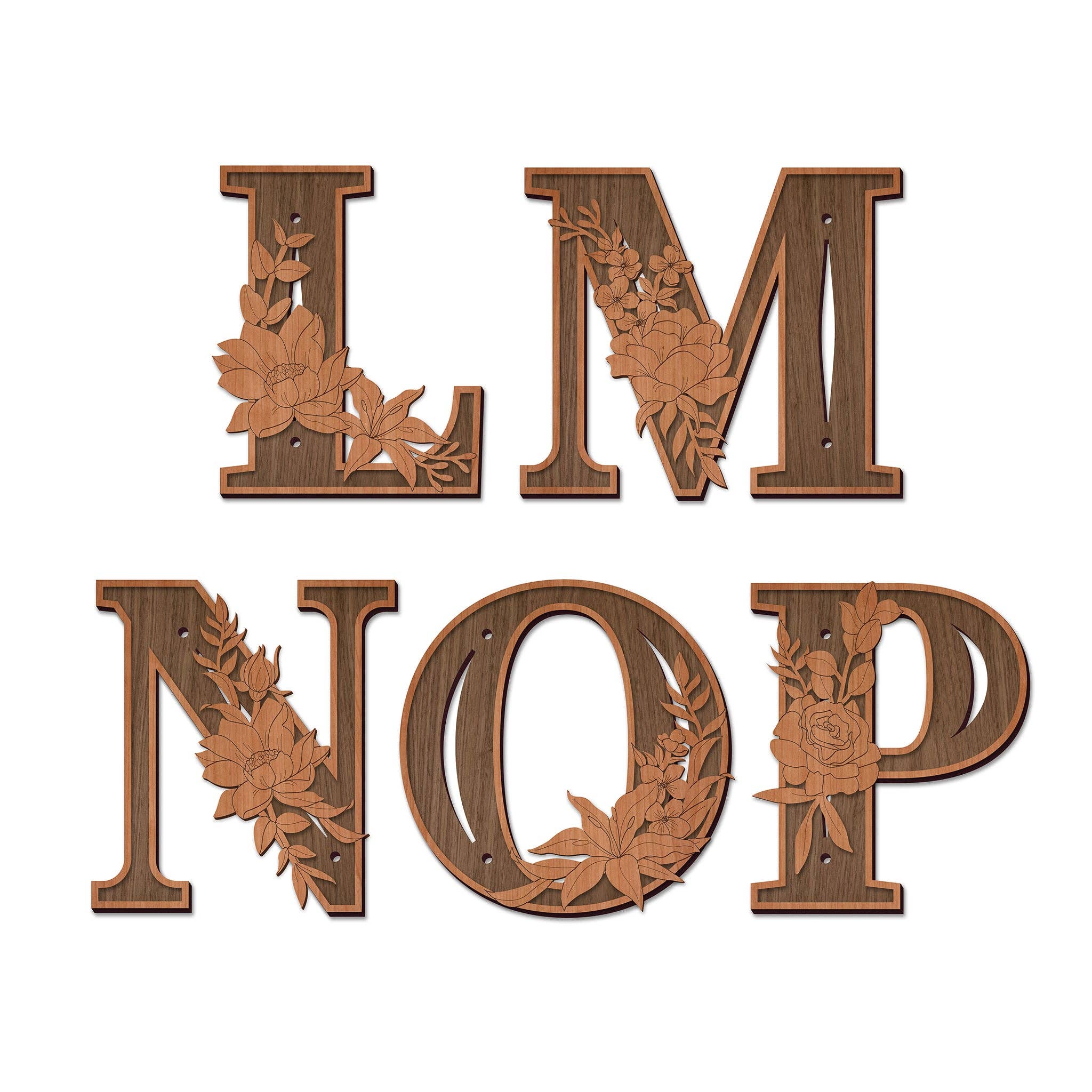 Inspired Indigo - Wholesale Wall Accent - Wood Letters and Numbers Wall Art - Floral Design9