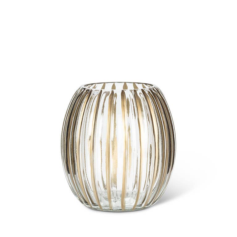 Abbott – Suporte de vela por atacado – Suporte para Vela Pequeno com Riscas Douradas2