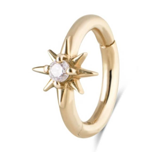Brinco Argola Huggie Sem Emenda Estrela do Norte com Diamante em Ouro 9k por atacado de ZOHREH