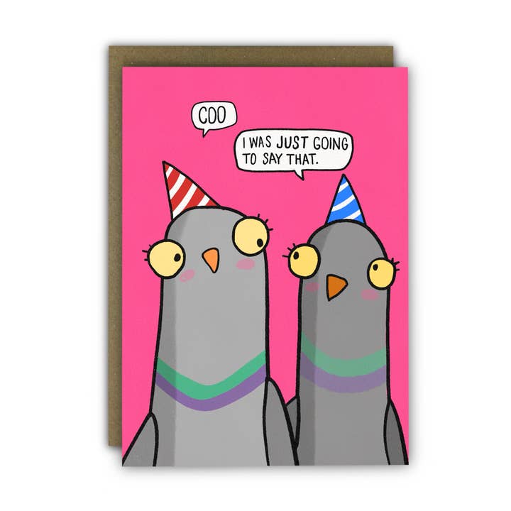 Funny Birthday Card - Pigeon Besties ‘Coo’ for wholesale by RUNNING WITH SCISSORS - USA SHIPPED DDP - WE PAY DUTIES
