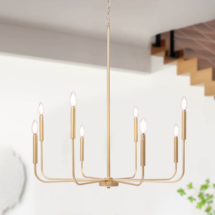 Stinkia 8-Light Gold Candlestick Chandelier for wholesale by Belles Lighting