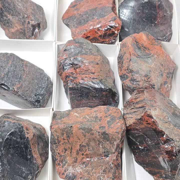 Mahogany Obsidian 12pcs ~ Bulk Rough Crystals ~ Minerals for wholesale by Aquamarine Daydream Wholesale