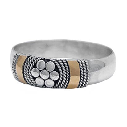 Anillo de plata de ley con flor y oro de 22 k para venta al por mayor de SITA
