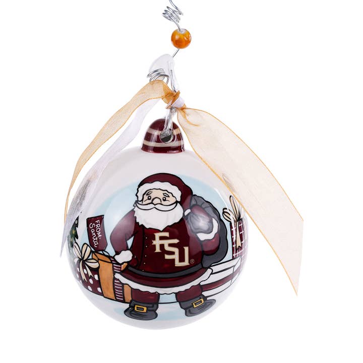 Happy Holidays Florida State Santa Ornament for wholesale by Glory Haus
