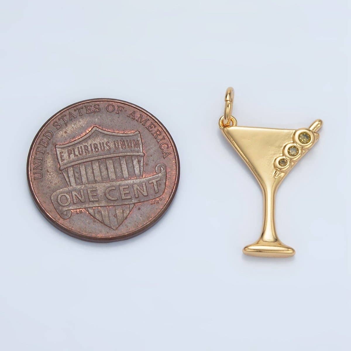 Aim Eternal – wholesale Individual charm/pendant – 24K Gold Filled Martini Olive Alcohol Drink CZ Mini Charm in Gold & Silver | E3113