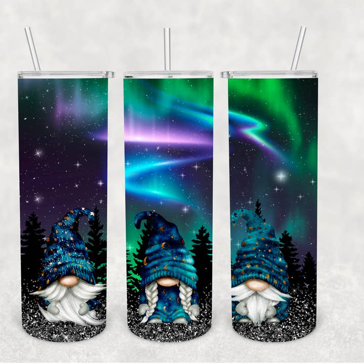 Northern Lights Gnome Tumbler voor wholesale door The Potted Oasis