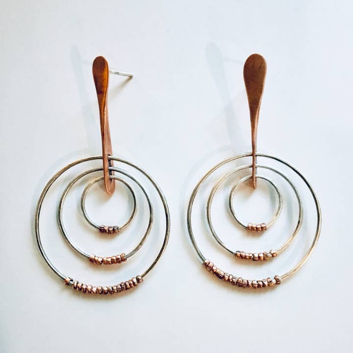 Triple Heishi Hoops for wholesale by JL Merrill Metalworks