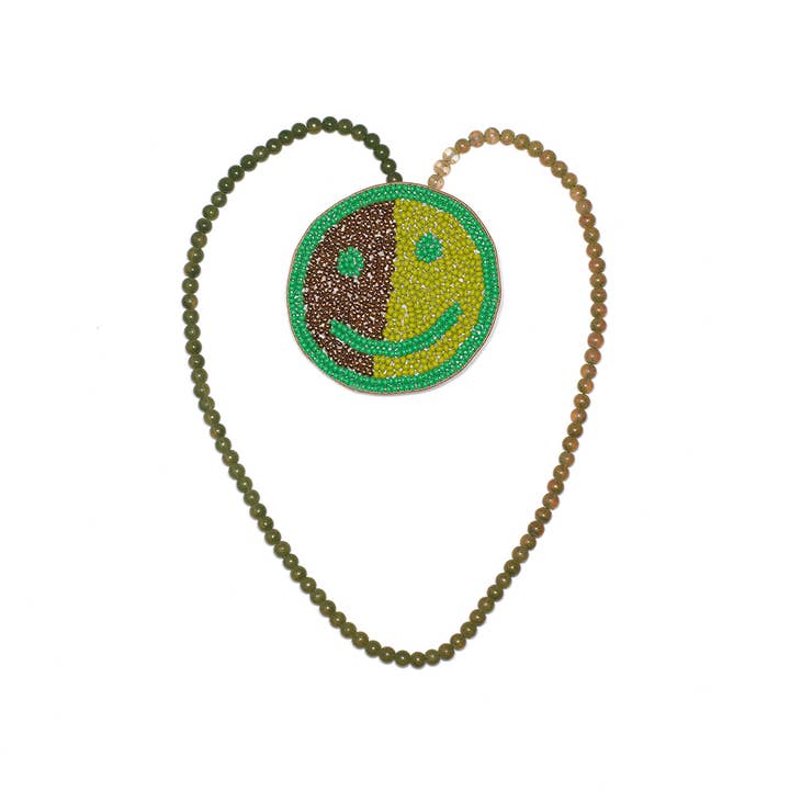 Hellen van Berkel HeartMadePrints - Wholesale Brooch - Smiley green brooch handmade