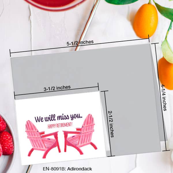 Printed Canvas - Wholesale Retirement card - Adirondack, Greeting Card (#8091B)1