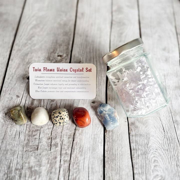 Twin Flame Union Crystal Set in Jar for wholesale by Mindful Intentions®