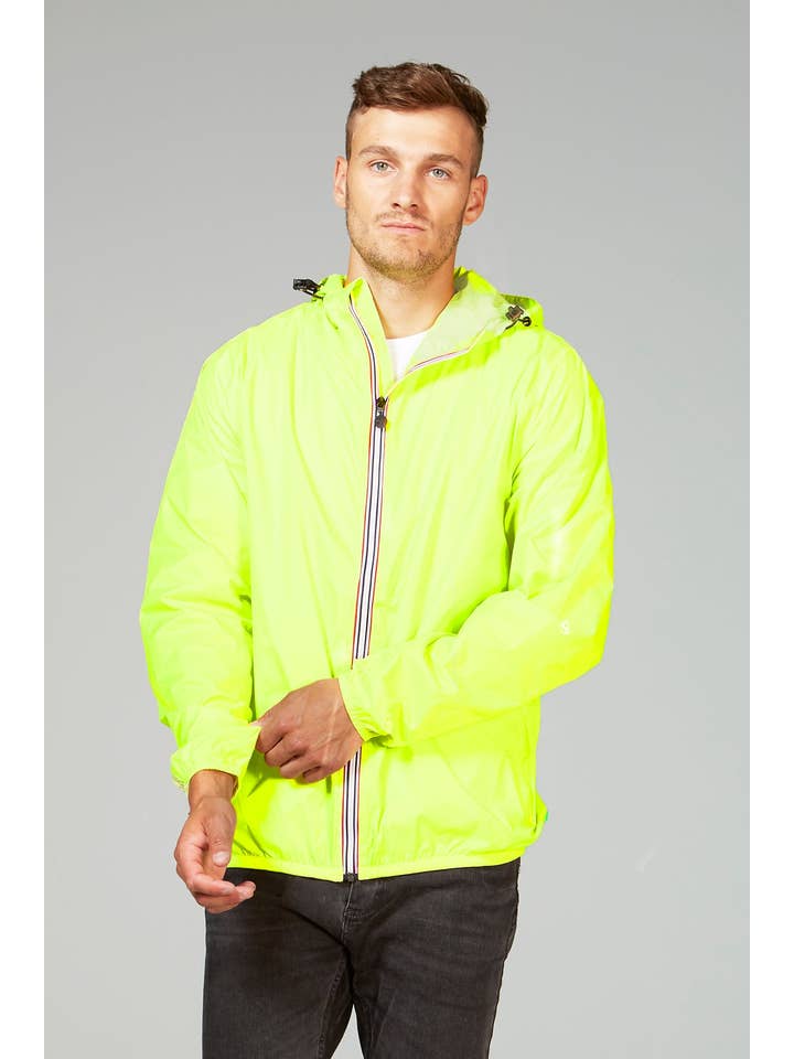 gul Gul fluo full zip packbar regnjacka och vindjacka för wholesale på Faire