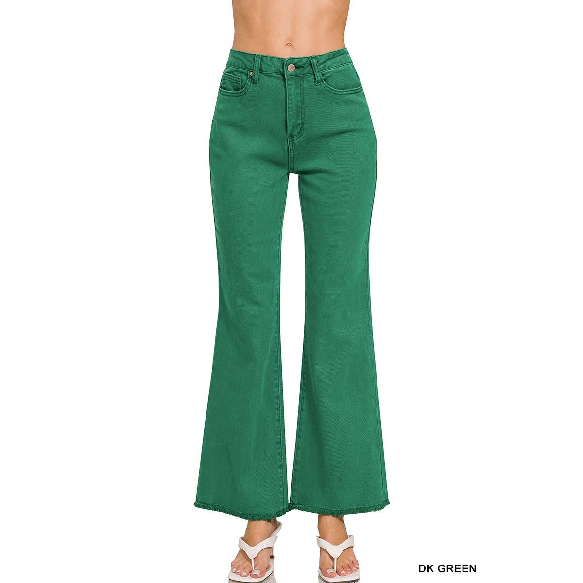 Apolline - Wholesale Jeans - Women's - ACID WASHED FRAYED CUTOFF HEM STRAIGHT WIDE PANTS5