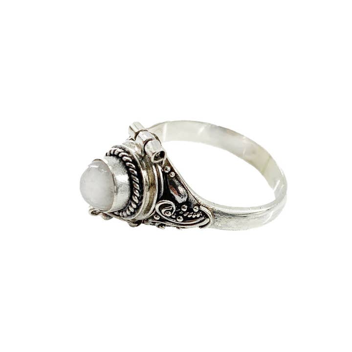 Weathered Raindrop - Wholesale Single Stone/Solitaire Ring - Ring for Ashes "Moonstone" Cremation Sterling Silver Urn