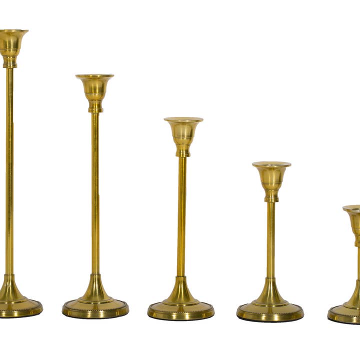 Guld aluminium ljus stativ uppsättning 5 (2,5 ”x5" -7"-9"-11"-13") för wholesale av S.N.K. Home Decor