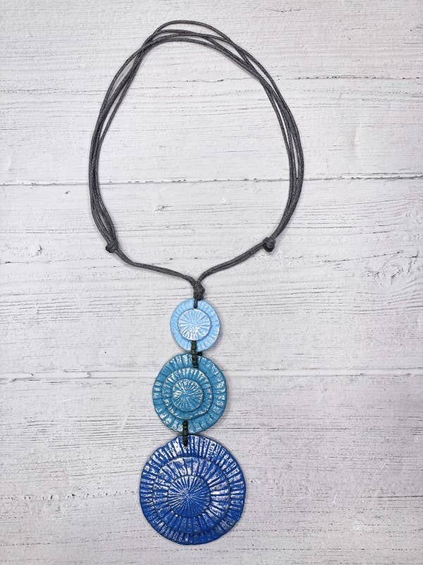 Alisha.D Blue Adjustable Chord 3 Pendant Necklace for wholesale by LIOR / ALISHA D