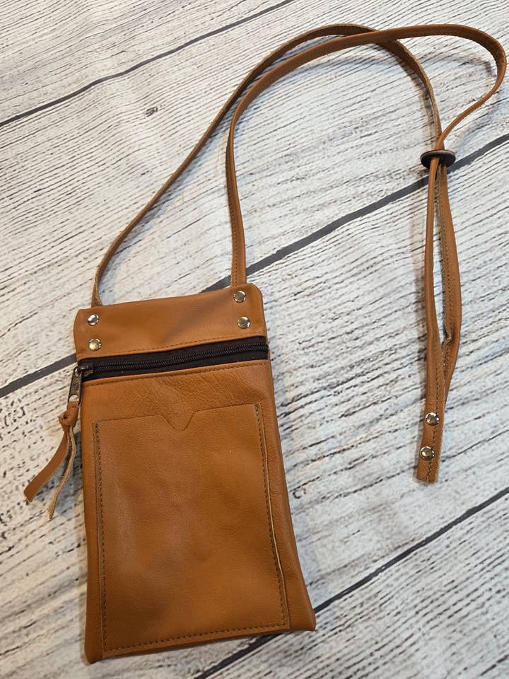 Carmel Reclaimed Leather Crossbody bag with Adjustable Strap for wholesale by Old Bagzz