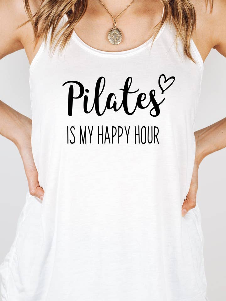 Midday USA - Wholesale T-Shirt (Graphic) - Women's - Pilates Is My Happy Hour Tank Top