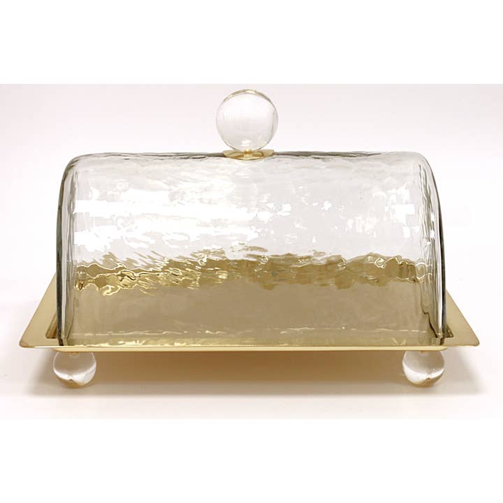 CLASSIC TOUCH DECOR INC. - Wholesale Cake Stand - Rectangle Cake Dome Gold with Ball Knob - 10.2"L8