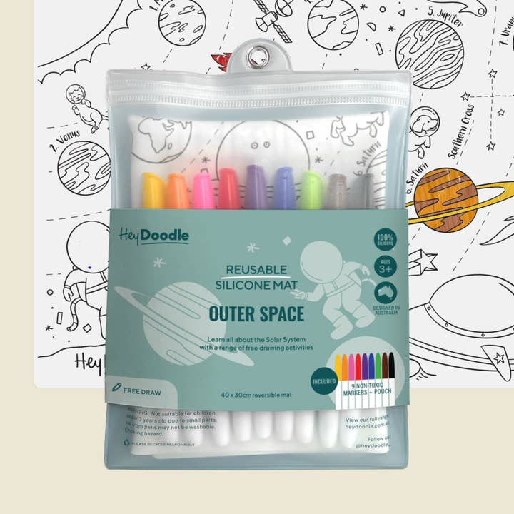 Outer Space Classic Coloring & Doodle Mat for wholesale by HeyDoodle