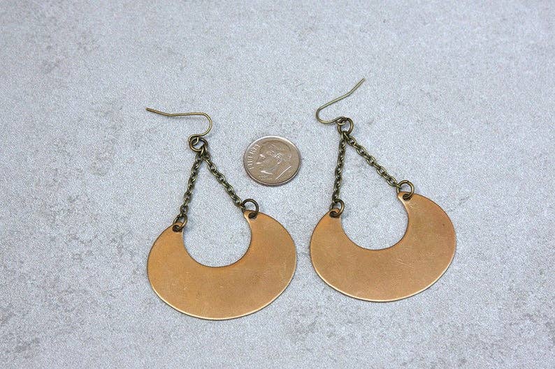 daniAWESOME - Wholesale Dangle Earrings - Brass Half Moon Dangle Drop Earrings 5