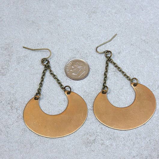 daniAWESOME - Wholesale Dangle Earrings - Brass Half Moon Dangle Drop Earrings 5