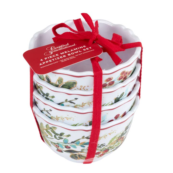 Certified International - Vente Bol - Ensemble de 4 bols à tremper en mélamine Christmas Gatherings de 4 po1