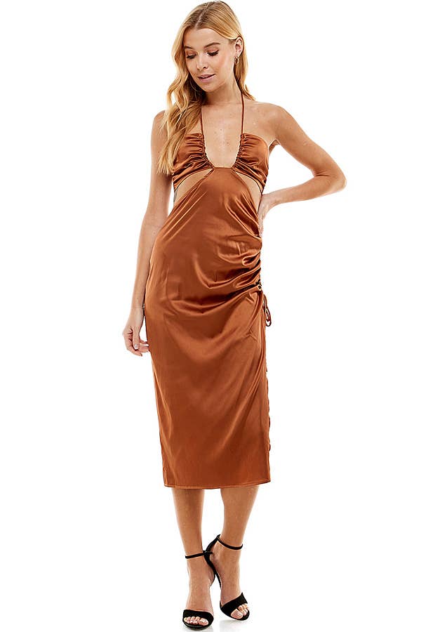 ACOA COLLECTION - Vendita all'ingrosso Vestito - Donna - ABITO MIDI CON RUCHE E DETTAGLIO CUTOUT16