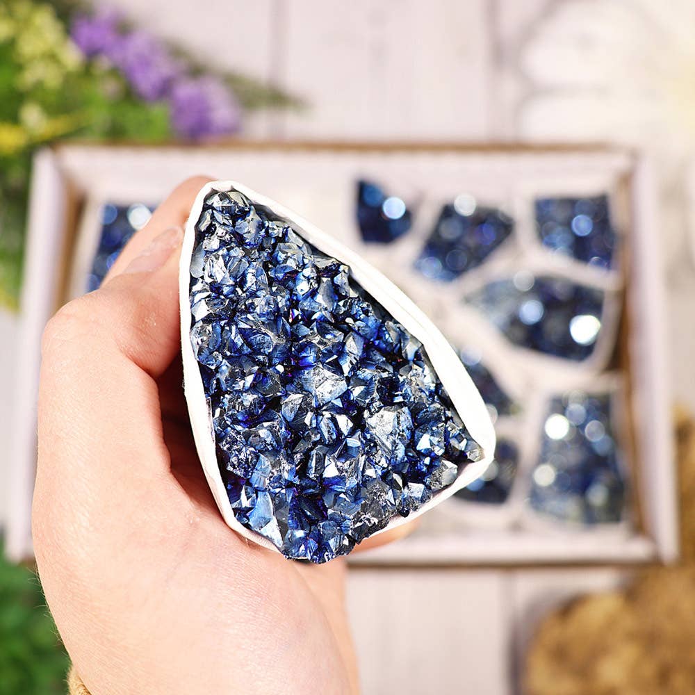 Natures Artifacts Inc - Wholesale Spiritual Stone/Crystal - Titanium Blue Amethyst Clusters Flat4