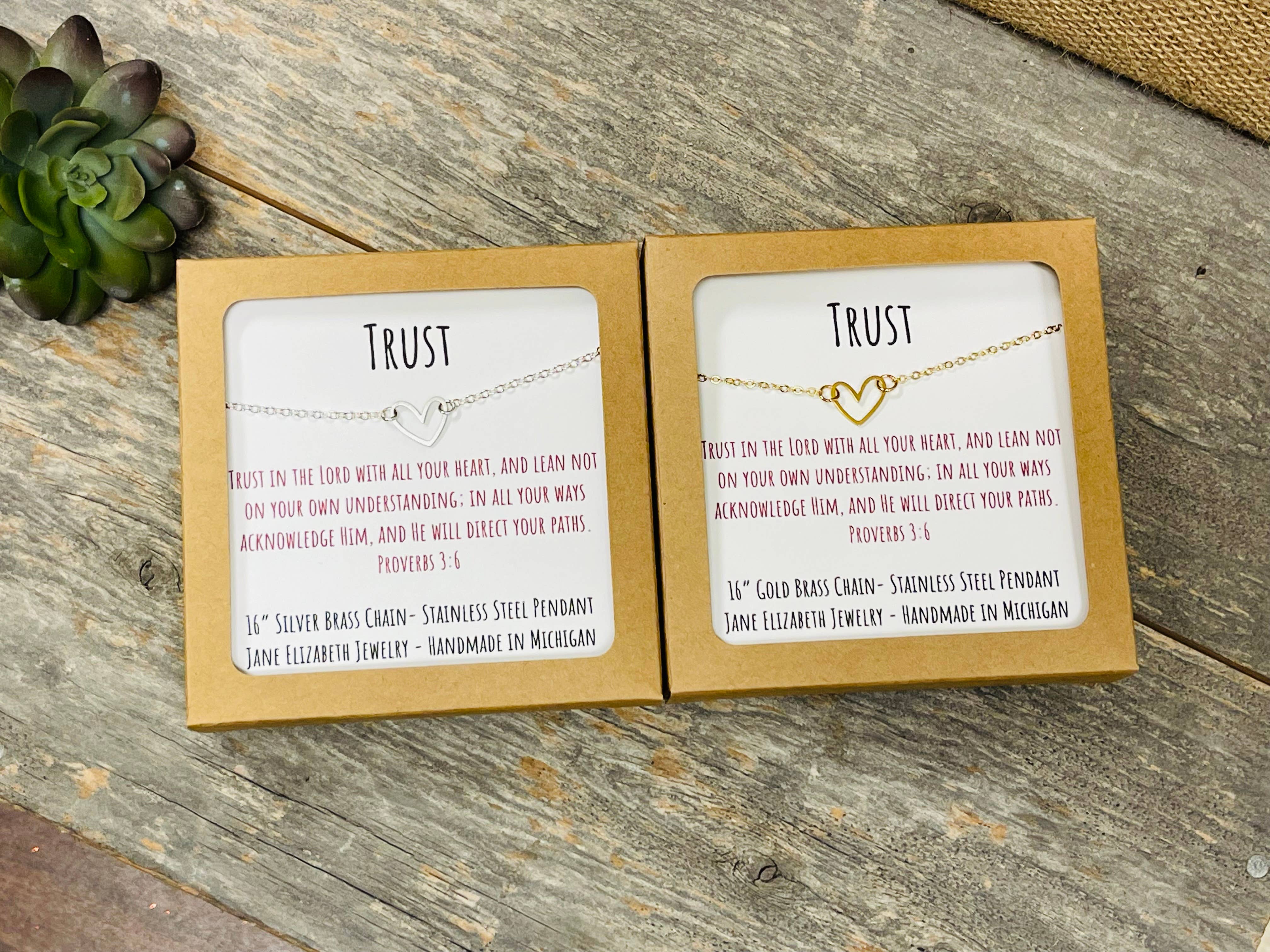 Jane Elizabeth Jewelry - Wholesale Pendant/Charm Necklace - Gold Heart Necklace, Christain Bible Verse Jewelry Gift1