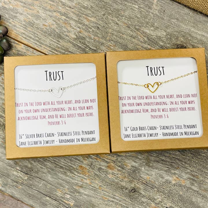 Jane Elizabeth Jewelry - Wholesale Pendant/Charm Necklace - Gold Heart Necklace, Christain Bible Verse Jewelry Gift1