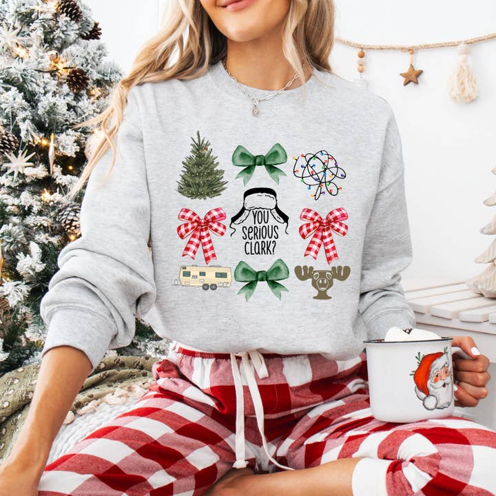 Top Notch - Wholesale Graphic Sweatshirt - Unisex - You Serious Clark Christmas Graphic 1