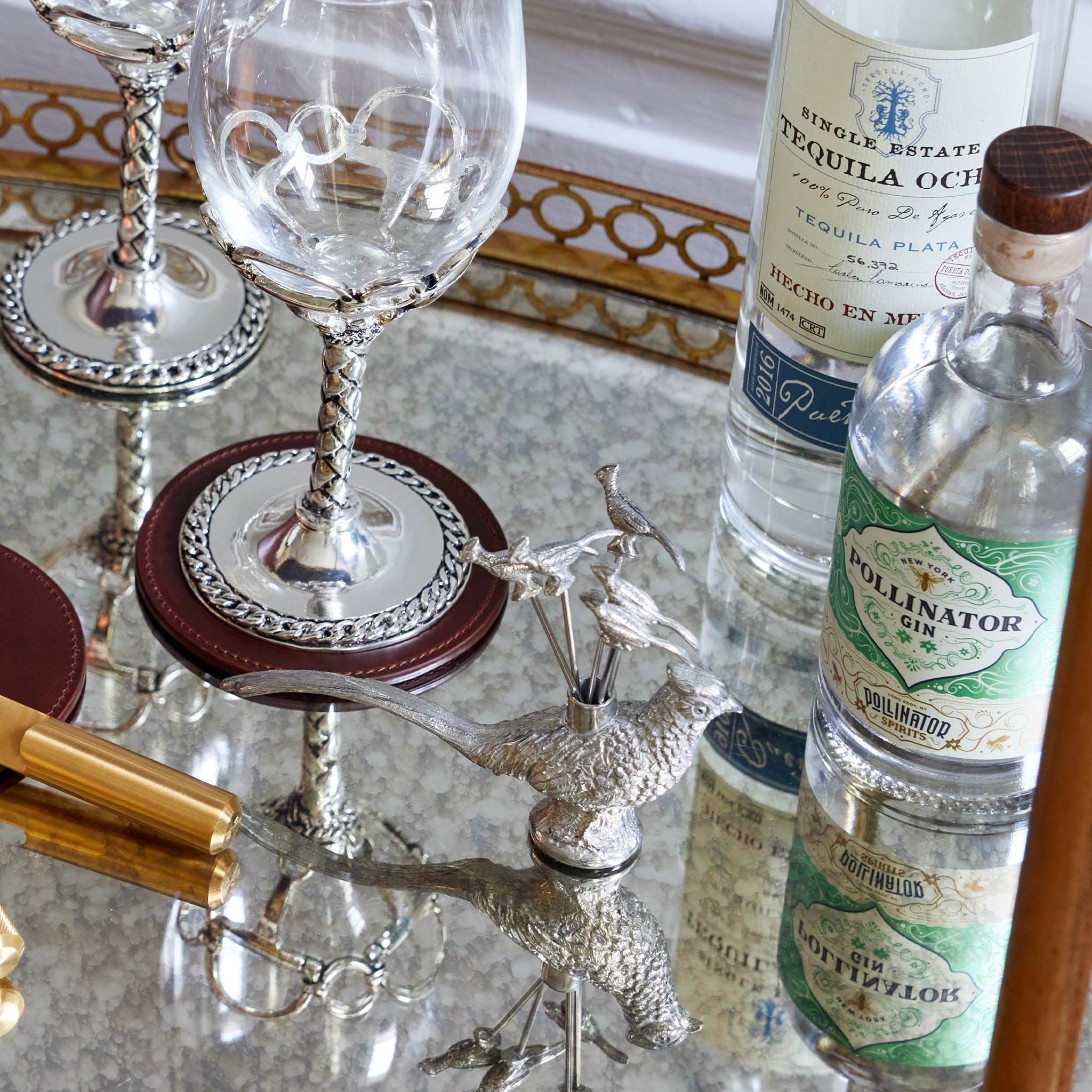 Maure Luxury Gifts - Wholesale Cocktail Pick - Pewter Pheasant Picks | Cocktail Skewer | Martini Garnish1