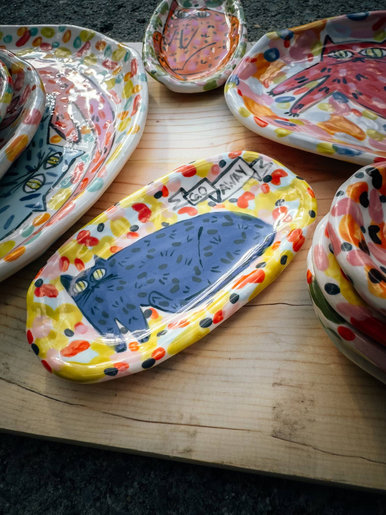 By Bianca Rae - Wholesale Decorative Plate/Dish/Bowl - Maximalist Cat Plate Oval In 5 Sizes2