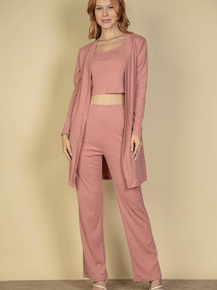 CAPELLA APPAREL - Wholesale Lounge Set - Women's - 3 Pieces Cami Top with Pants and Long Cardigan Set20