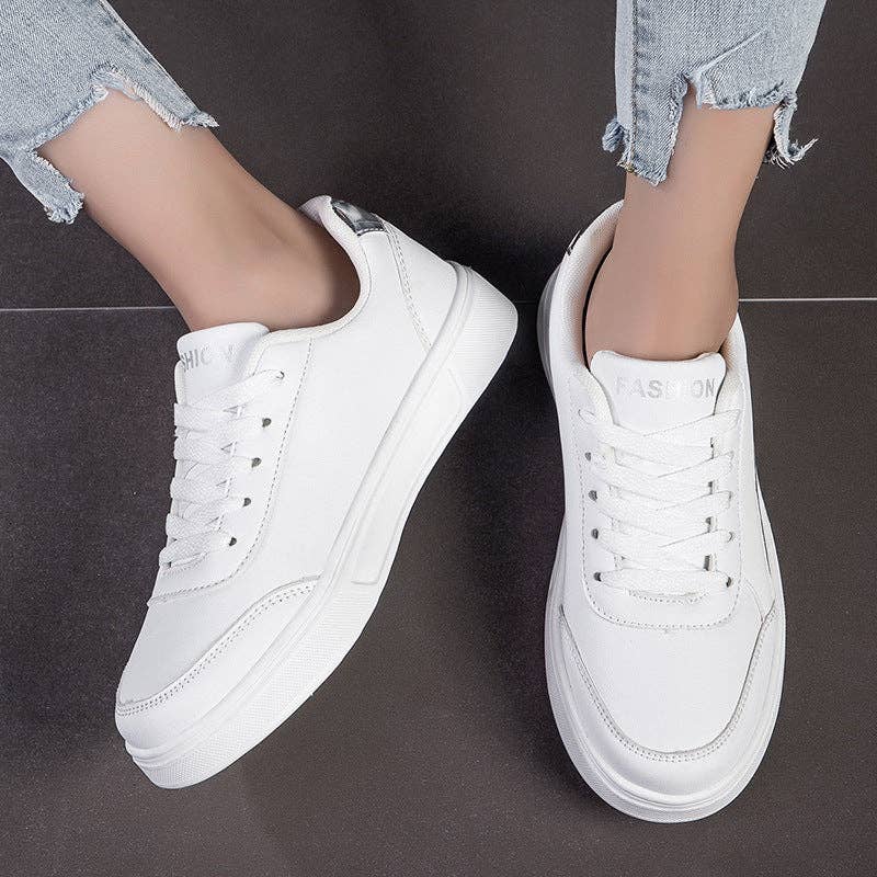 Naomi's Happy Place Shop - Wholesale Lifestyle trainers – Women′s - White shoes for women, white board shoes, anti slip flat bottom2