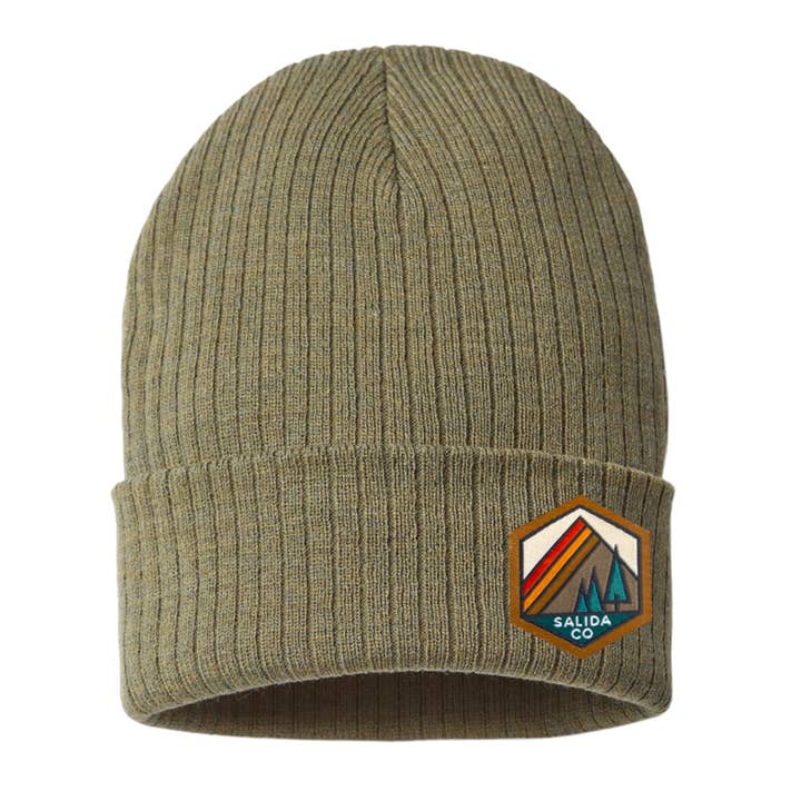Spruce Seed - Wholesale Beanie - Women's - Rib Knit Beanie Hat- Salida Colorado Woven Patch Hat