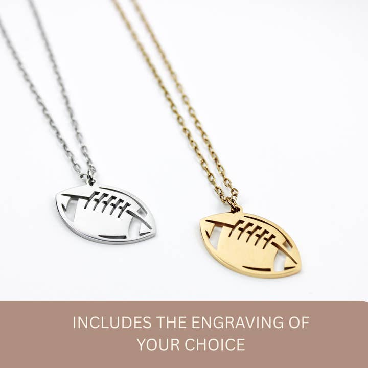 Football Engraved Necklace, Custom Necklace for wholesale by Grace + Joy Collective
