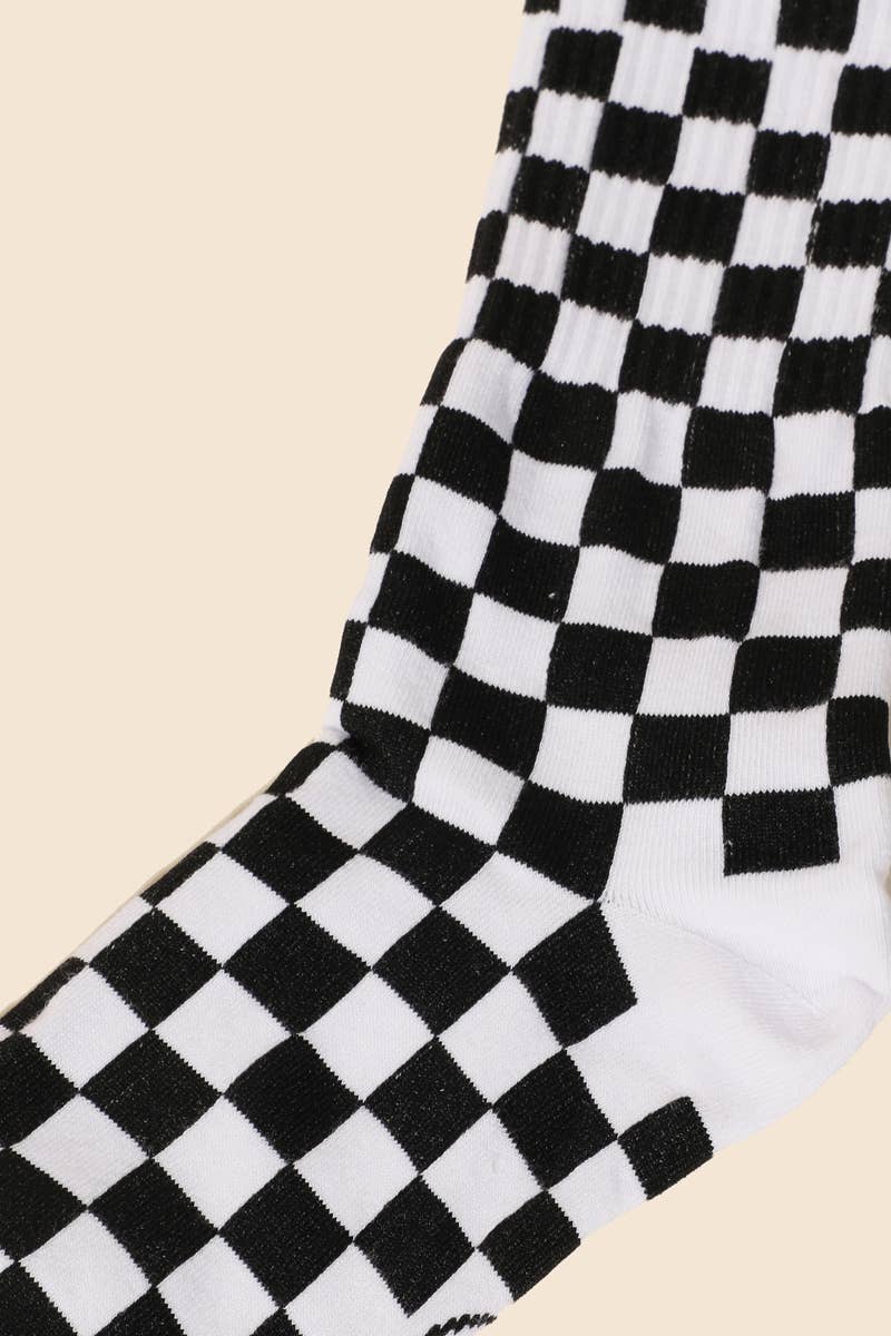 MULTI Black White Checkered Socks for wholesale on Faire2