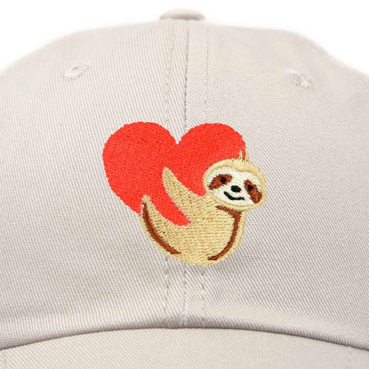 Dalix - Wholesale Baseball Cap - Women's - DALIX Heart Cute Sloth Hat Womens Embroidered Baseball Cap