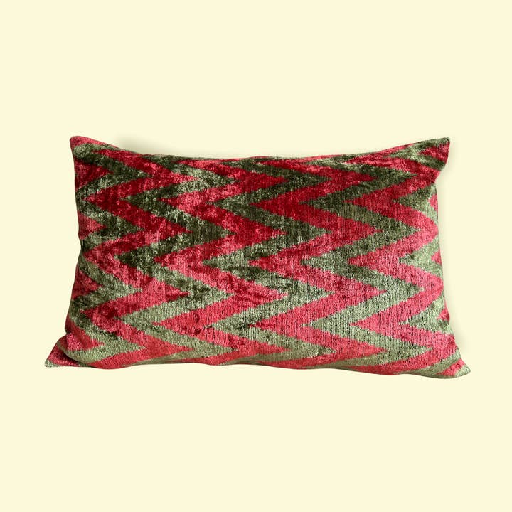 Ikat Pillow, Red Ikat Throw, Ikat Cushion, Ikat Home for wholesale by Ikat Atelier