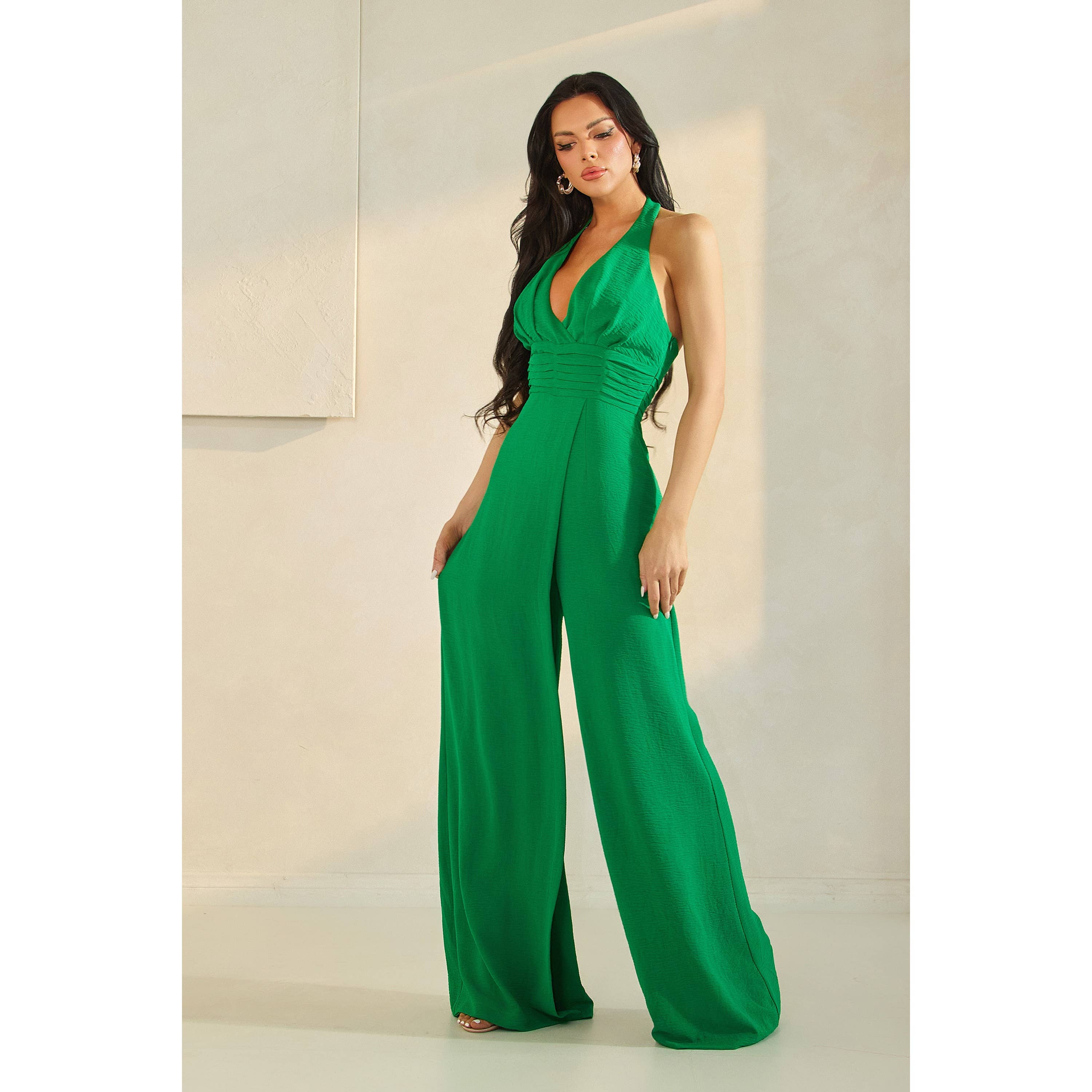 The Sang - Wholesale Jumpsuit - Women's - SOLID HALTER GATHERED JUMPSUIT11