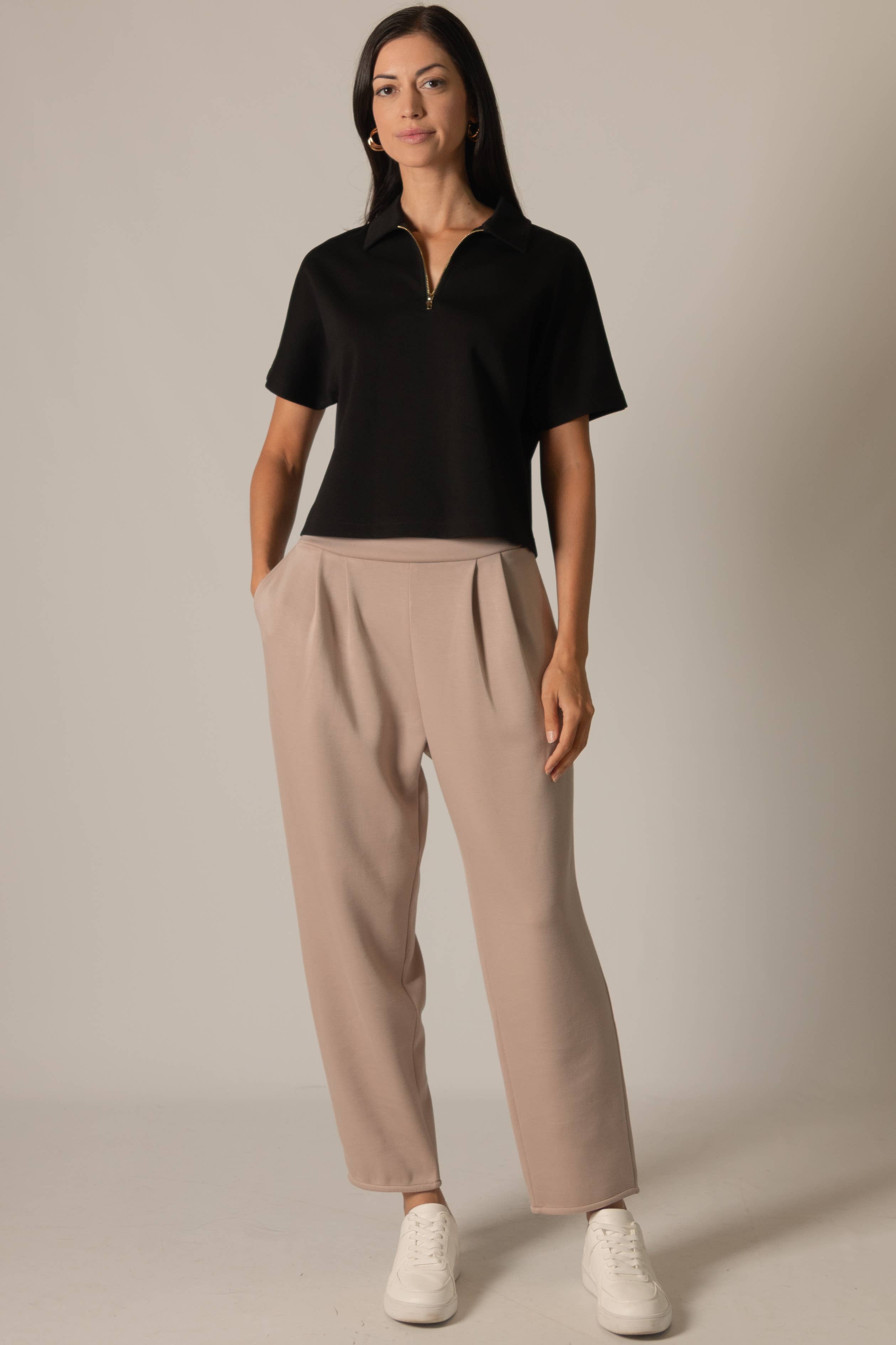 P. CILL - Wholesale Knit Top - Women's - P. CILL Butter Modal Short Sleeve Quarter Zip Top3