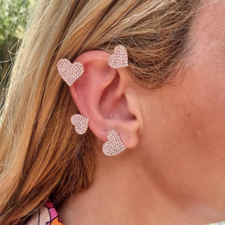 Daemon srls - Wholesale Cuff/Wrap Earrings - QUERIDA ~ EARCUFF mono orecchino con cuori in cubic zirconia4