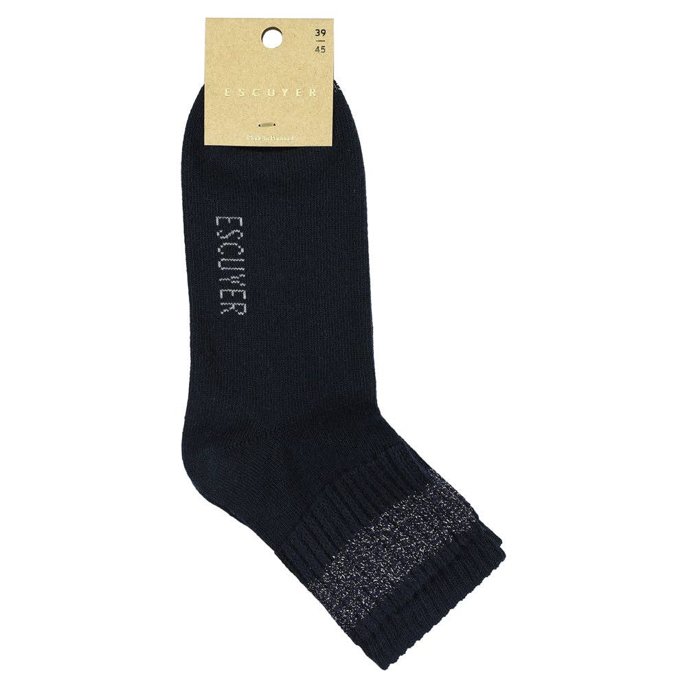 ESCUYER – Engroshandel Strømper - Dame – Kvinder Lurex Ankelsokker - Blå / Sølv1