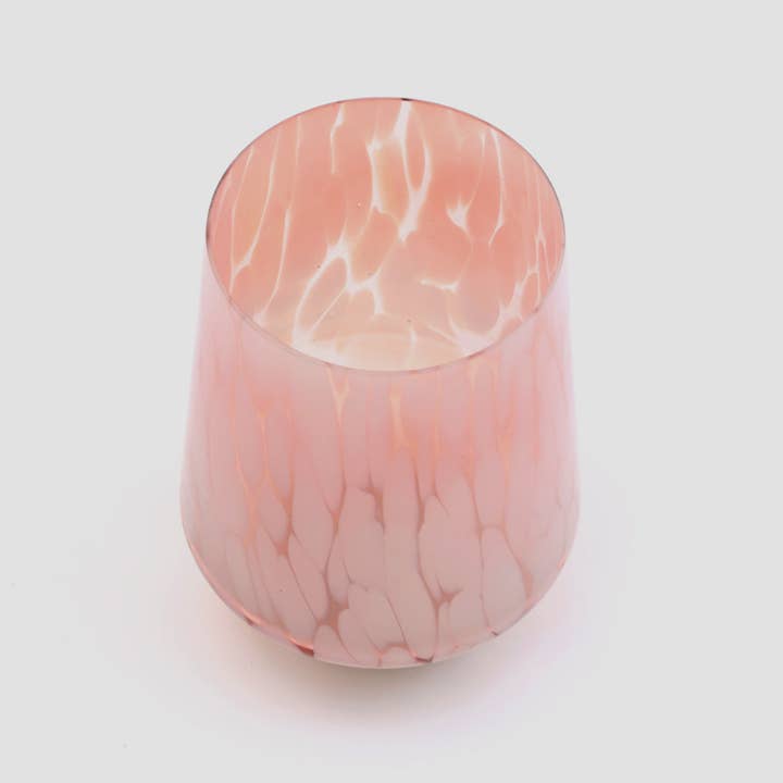 ExpoBazaar - Wholesale Vase - White Splutter Hurricane Glass Vase - Ruby